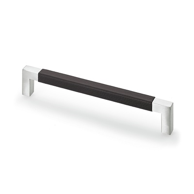 Uchwyt Getafe, odległość wiercenia 160, L 170 mm, B 10 mm, H 32 mm, Skóra ciemnobrązowa / Stal nierdzewna szczotkowana