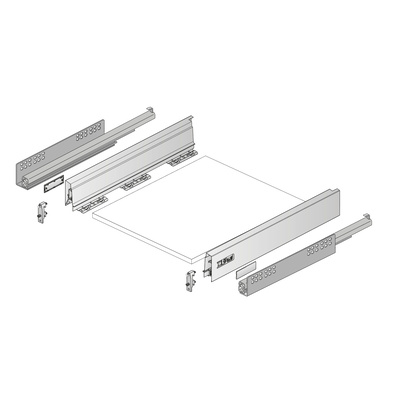 Arka panel birleştirici olmadan çekmece seti InnoTech Atira, Quadro V6, Silent System, EB10,5, H 70, NL 420 mm, gümüş