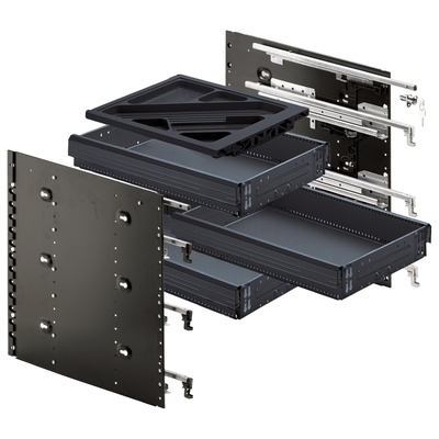 Fast assembly pedestal set, (min.) installed depth 530 mm, black