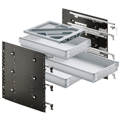 Fast assembly pedestal set, (min.) installed depth 530 mm, aluminium look