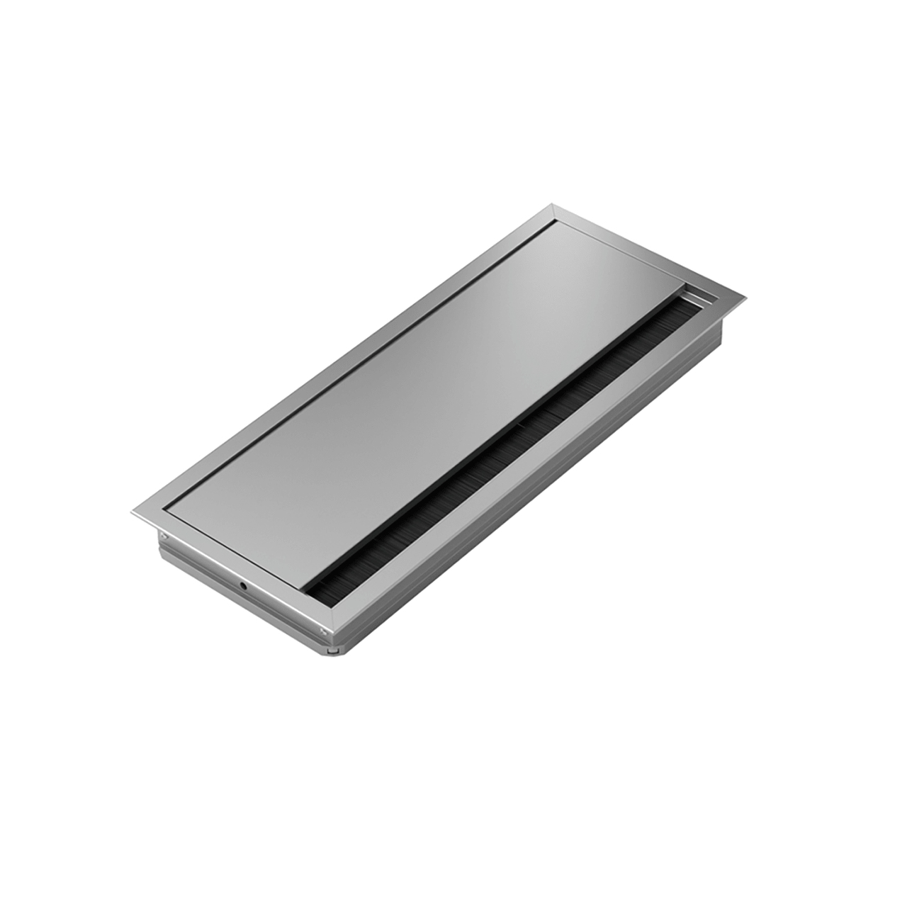 2 x SO-TECH® Pasacables Escritorio TONDO con Cepillos de Aluminio Argenteo Anodizado 200 x 70 mm 