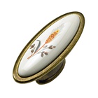 Furniture knob, die-cast zinc, brass plated, burnished, white