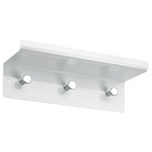 Coat rail 3 hooks with shelf, steel, chrome plated, white