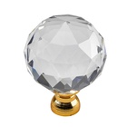 Furniture knob, die-cast zinc, glass, brass plated