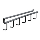 Hakenleiste, 6 Haken, verwendbar für Frontdicke 16 – 19 mm, Stahl, schwarz