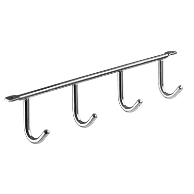 Barre à crochets pour montage sous châssis, 4 Crochet, 275 x 52 x 35 mm, Acier chromé