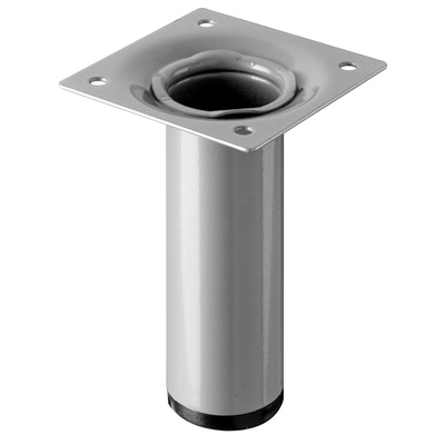 Piètements de table - modèles simples, rond, 100 x Ø 30 mm, Acier, aspect aluminium