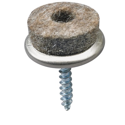 Parquet floor glides for screwing on, Ø 20 x 26 mm, steel, synthetic felt, nickel plated, grey