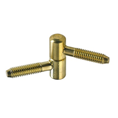 Single pivot hinge, 26 x Ø 9 mm, steel, brass plated