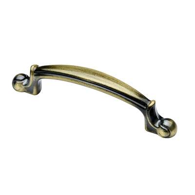 Furniture Handle, ◘──◘ 64 mm, 88 x 12 x 22 mm, die-cast zinc, brass plated, burnished