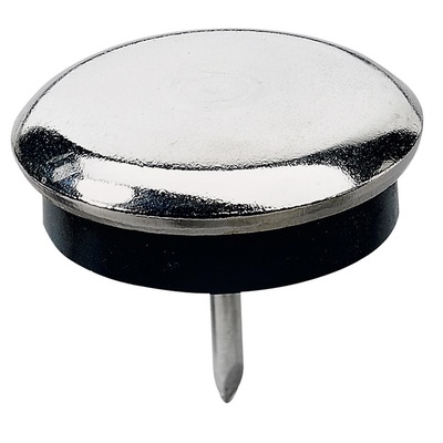 Metallgleiter mit Kunststoffscheibe zur Dämpfung zum Nageln, Ø 28 x 26 mm, Stahl, Kunststoff, vernickelt, schwarz