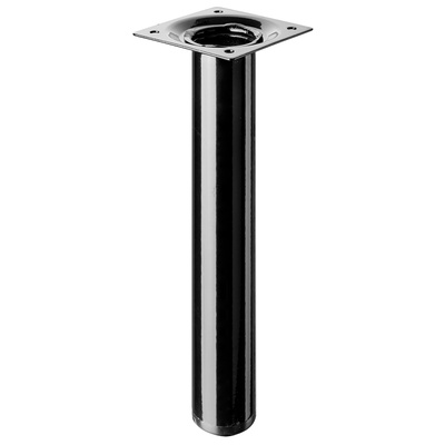 Piètements de table - modèles simples, rond, 200 x Ø 30 mm, Acier, brillant, noir