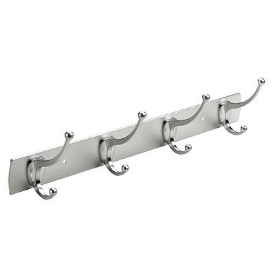 Hakenleiste, 4 Haken, Aluminium, Zinkdruckguss, eloxiert, verchromt