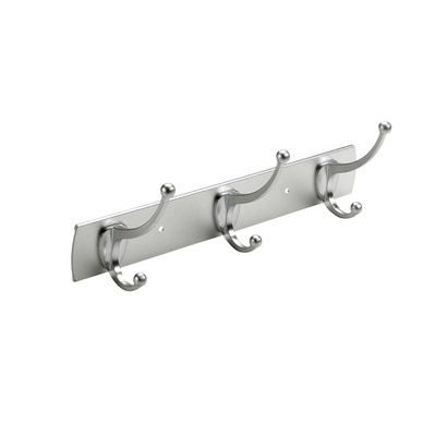 Hakenleiste, 3 Haken, Aluminium, Zinkdruckguss, eloxiert, verchromt