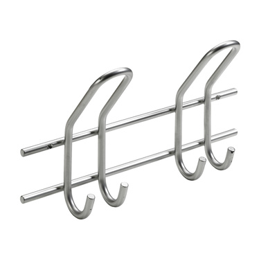 Patère, 2 Crochet, 285 x 165 x 75 mm, Acier Couleur argent