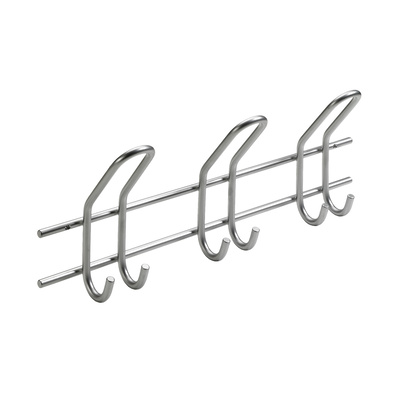 Patère, 3 Crochet, 430 x 165 x 75 mm, Acier Couleur argent