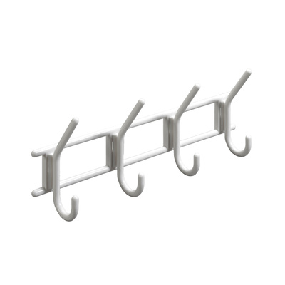 Clothes rail, 4 hooks, 370 x 150 x 70 mm, plastic white