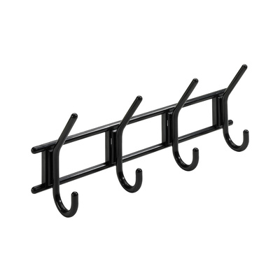 Clothes rail, 4 hooks, 370 x 150 x 70 mm, plastic black
