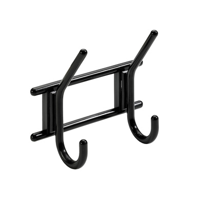 Clothes rail, 2 hooks, 163 x 150 x 70 mm, plastic black