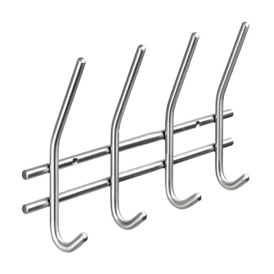 Garderobenleiste, 4 Haken, Edelstahl, matt