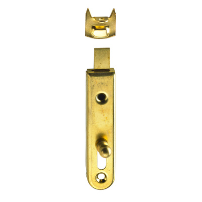 Verrou de meuble droit, 70 x 16 mm, Acier, laitonné
