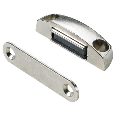 Loqueteaux magnétiques 4 kg, Contre-plaque rigide, 52 x 15 x 15 mm, nickelée