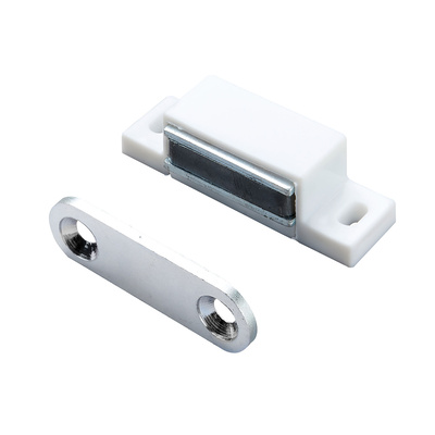 Loqueteaux magnétiques 5 kg, Contre-plaque rigide, 45 x 14 x 15 mm, zingué, blanc