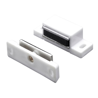 Loqueteaux magnétiques 4 kg, Contre-plaque déplaçable, 45 x 14 x 15 mm, blanc