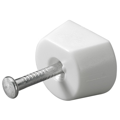 Bodenträger mit Nagelstift, 14,5 x 7,5 mm, Kunststoff, Stahl, weiß