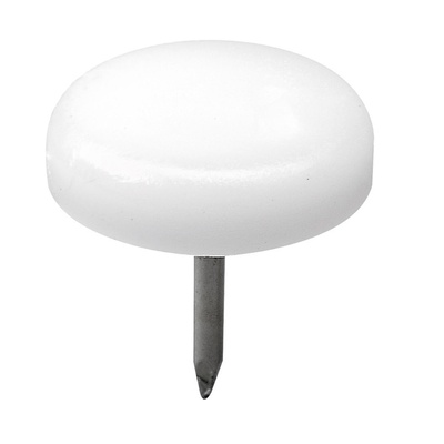 Plastic glides with pin, Ø 20 x 20 mm, plastic, steel, white