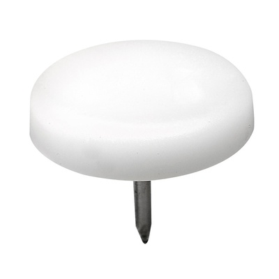 Plastic glides with pin, Ø 25 x 20 mm, plastic, steel, white