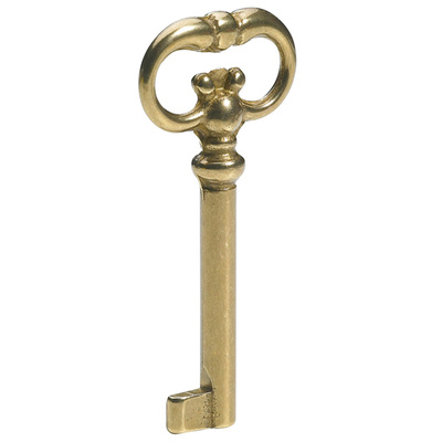 Key, 75 x 4 mm, steel, brass plated