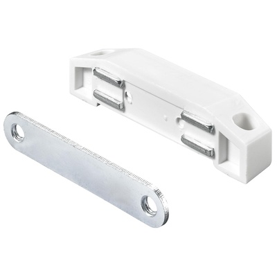 XXL-Loqueteaux magnétiques 8 kg, Contre-plaque rigide, 75 x 19 x 17 mm, zingué, blanc
