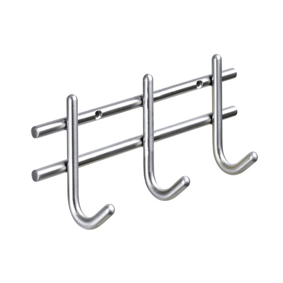 Garderobenleiste, 3 Haken, Edelstahl, matt