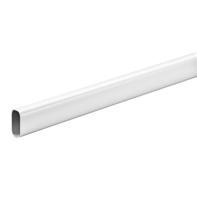 Wardrobe tube, oval, Ø 15 / 30 x 1200 mm, steel white