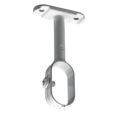 Support central de tube de penderie, oval, Distance 41 mm, Ø 15 / 30 mm, Zamak blanc