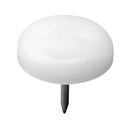 Plastic glides with pin, Ø 22 x 20 mm, plastic, steel, white