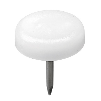 Plastic glides with pin, Ø 18 x 20 mm, plastic, steel, white