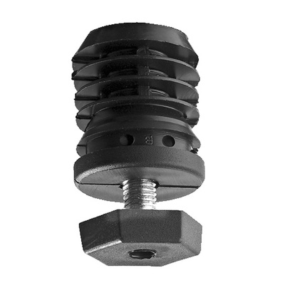 Abschluss-Stopfen, rund, M8 x Ø 30 mm, Stahl, Kunststoff, verzinkt, schwarz