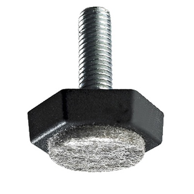 Adjusting screw to compensate uneven floors with felt, M8 x 23 x Ø 30 mm, steel, plastic, felt, black