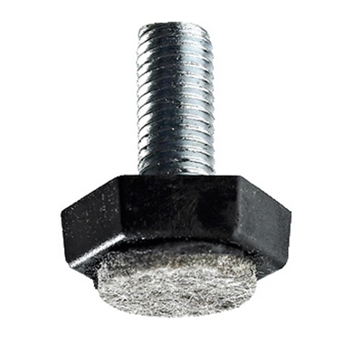 Adjusting screw to compensate uneven floors with felt, M10 x 24 x Ø 30 mm, steel, plastic, felt, black