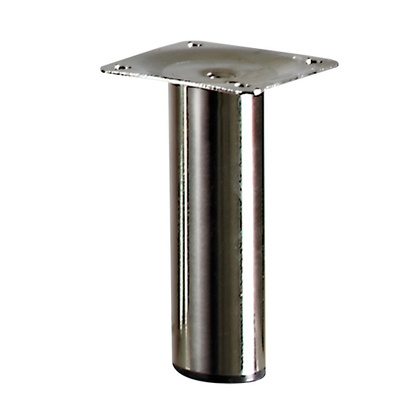 Piètements de table - modèles simples, rond, 100 x Ø 30 mm, Acier, Aspect inox