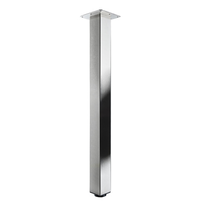 Piètements de table design "Mella", carré, 700 - 730 x 60 x 60 mm, Acier, Aspect inox