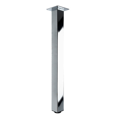 Piètements de table design "Mella", carré, 700 - 730 x 60 x 60 mm, Acier, chromé