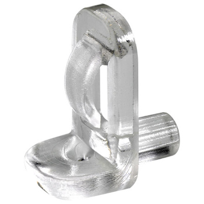 Taquets pour étagère en verre avec sécurité à encliqueter, Épaisseur de verre maximum de 6 mm, ø 5 mm, Plastique, transparent