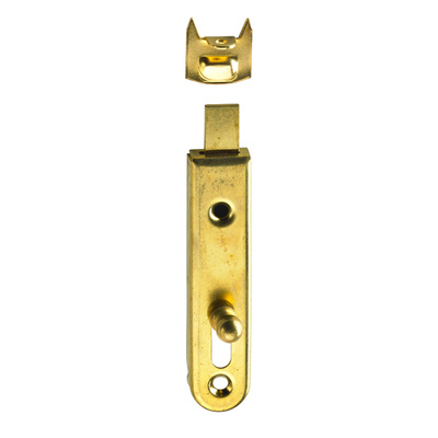 Verrou de meuble droit, 70 x 16 mm, Acier, laitonné