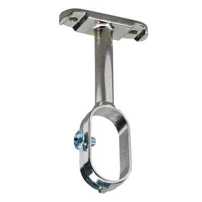 Support central de tube de penderie, oval, Distance 41 mm, Ø 15 / 30 mm, Zamak nickelée