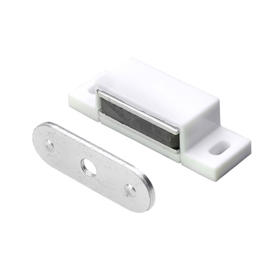 Loqueteaux magnétiques 3-4 kg, Contre-plaque rigide, 45 x 14 x 15 mm, zingué, blanc
