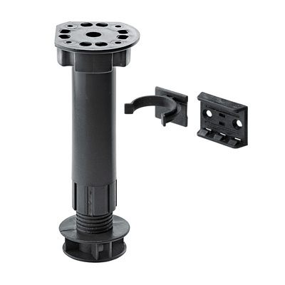 Vis de réglage de la hauteur, 150 - 170 x Ø 25 mm, Plastique, noir