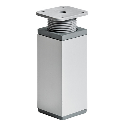 Furniture feet, 100 - 115 x 40 x 40 mm, steel, aluminium look